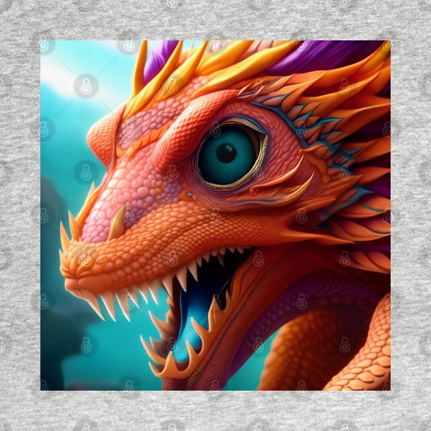 Baby Red Dragon Closeup Face by dragynrain